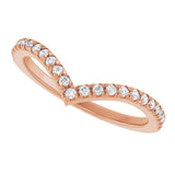 14K Gold Round Lab-Grown Diamond V Contour Band – 1.3-3mm Stones - Rose Gold - view 5