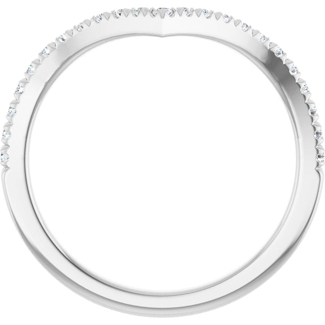 Platinum Round Natural Diamond V Contour Band – 1.3-3mm Stones - view 2