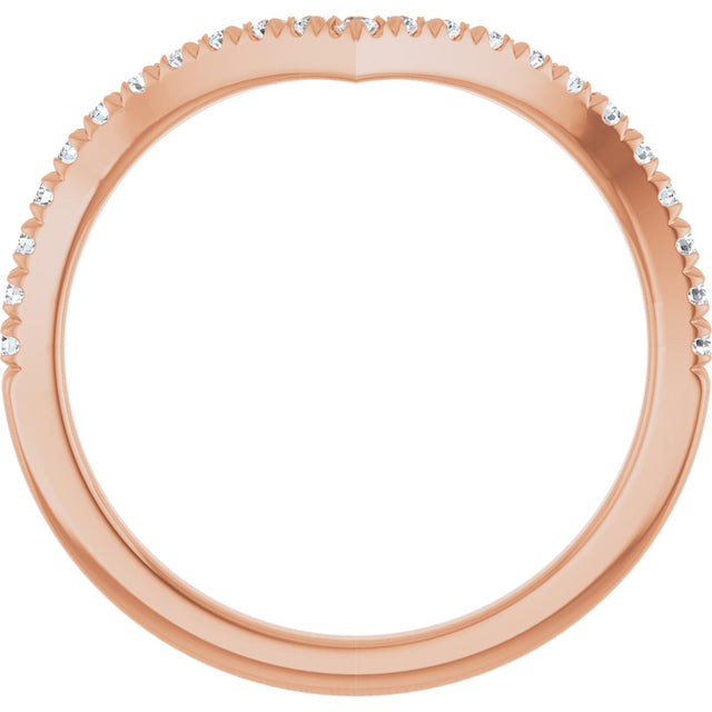 14K Gold Round Lab-Grown Diamond V Contour Band – 1.3-3mm Stones - Rose Gold - view 2