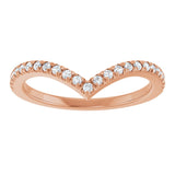 14K Gold Round Natural Diamond V Contour Band – 1.3-3mm Stones - Rose Gold - view 3