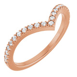 14K Gold Round Natural Diamond V Contour Band – 1.3-3mm Stones - Rose Gold
