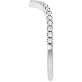 14K Gold Round Natural Diamond V Contour Band – 1.3-3mm Stones - White Gold - view 4