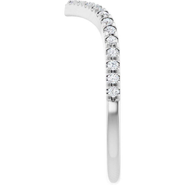 Platinum Round Natural Diamond V Contour Band – 1.3-3mm Stones - view 4