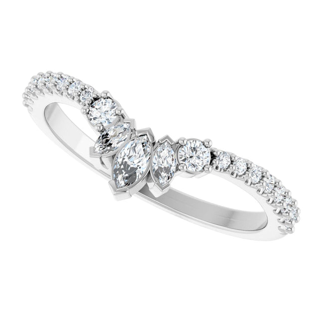 Platinum Marquise Natural Diamond Contour Band - 1/3 CTW - view 10