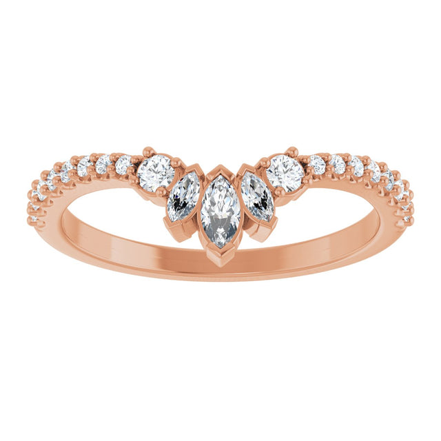 14K Gold Marquise Natural Diamond Contour Band - 1/3 CTW - Rose Gold - view 8