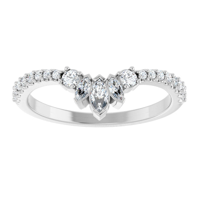 14K Gold Marquise Natural Diamond Contour Band - 1/3 CTW - White Gold - view 8
