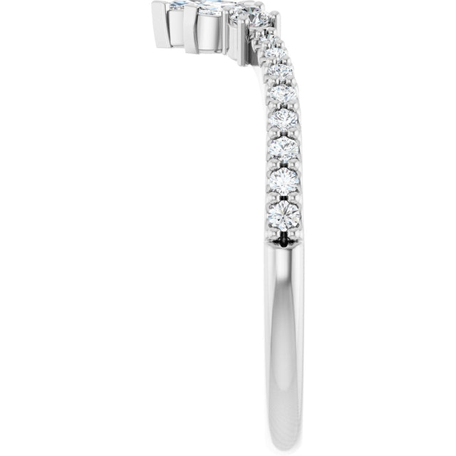 14K Gold Marquise Lab-Grown Diamond Contour Band - 1/3 CTW - White Gold - view 9