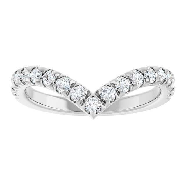 Platinum Round Natural Diamond V Contour Band – 1.3-3mm Stones - view 3