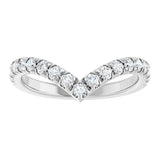 14K Gold Round Natural Diamond V Contour Band – 1.3-3mm Stones - White Gold - view 3