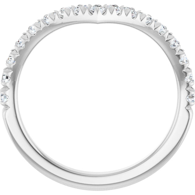 14K Gold Round Lab-Grown Diamond V Contour Band – 1.3-3mm Stones - White Gold - view 2