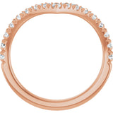 14K Gold Round Natural Diamond V Contour Band – 1.3-3mm Stones - Rose Gold - view 2