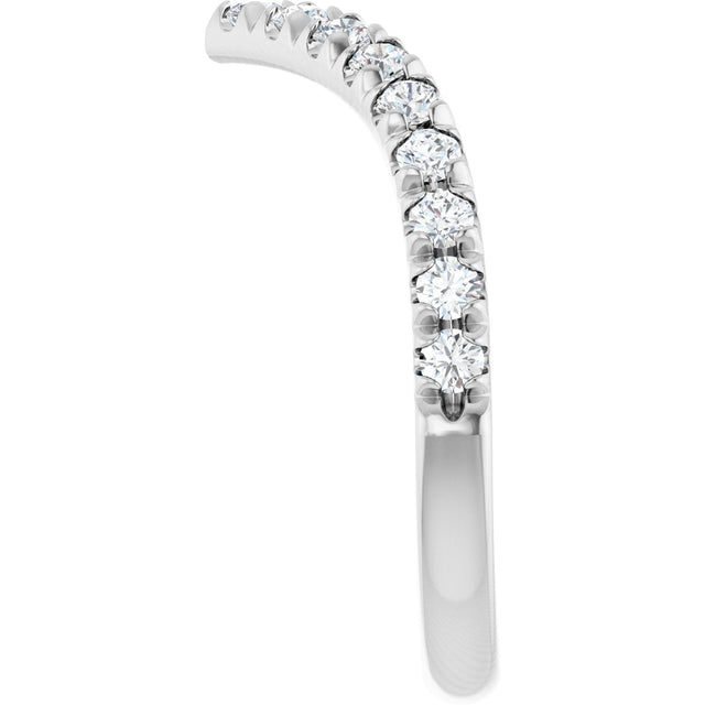 14K Gold Round Lab-Grown Diamond V Contour Band – 1.3-3mm Stones - White Gold - view 4