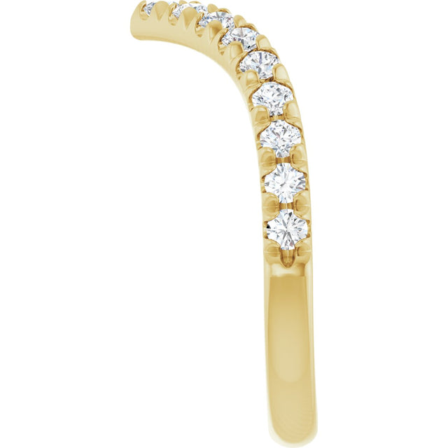 14K Gold Round Lab-Grown Diamond V Contour Band – 1.3-3mm Stones - Yellow Gold - view 4