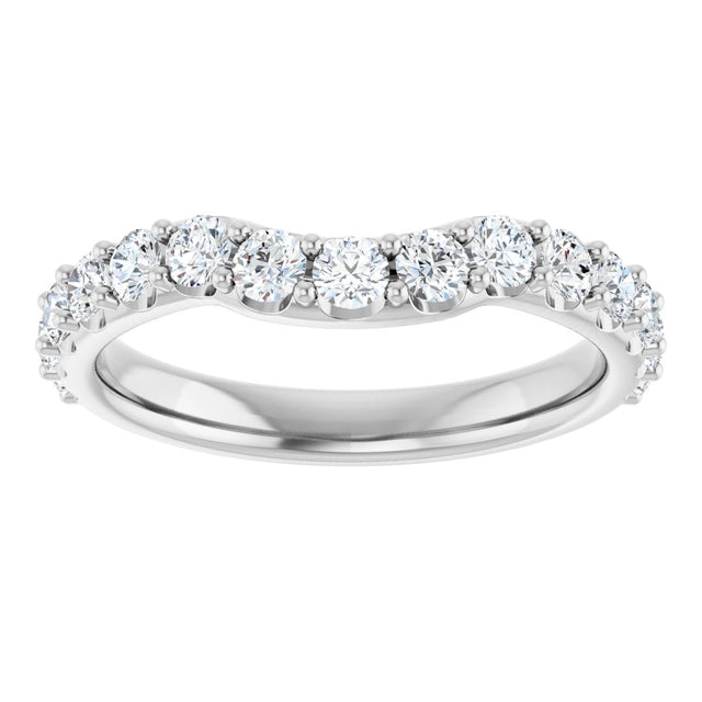 14K Gold Round Lab-Grown Diamond Accented Contour Band – 1.1-2.5mm Stones - White Gold - view 3