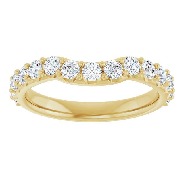 14K Gold Round Lab-Grown Diamond Accented Contour Band – 1.1-2.5mm Stones - Yellow Gold - view 3