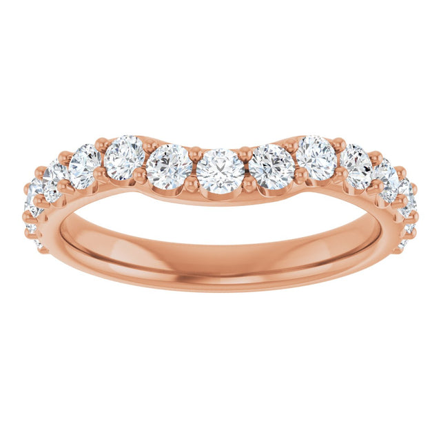 14K Gold Round Lab-Grown Diamond Accented Contour Band – 1.1-2.5mm Stones - Rose Gold - view 3