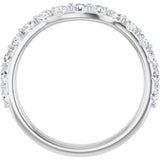 14K Gold Round Natural Diamond Accented Contour Band – 1.1-2.5mm Stones - White Gold - view 2