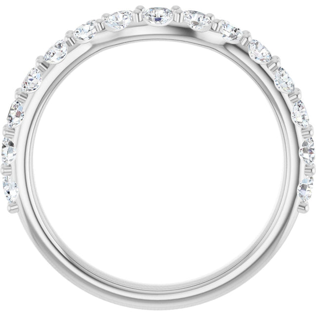 Platinum Round Lab-Grown Diamond Accented Contour Band – 1.1-2.5mm Stones - view 2