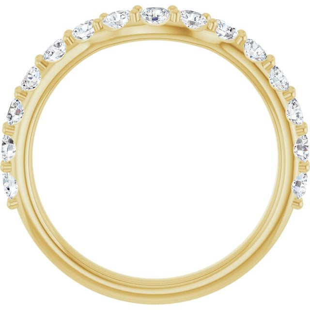 14K Gold Round Natural Diamond Accented Contour Band – 1.1-2.5mm Stones - Yellow Gold - view 2