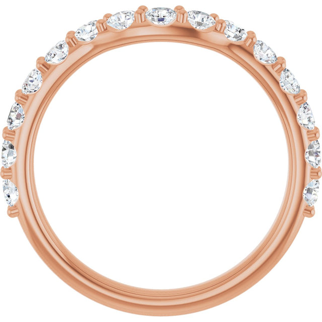 14K Gold Round Lab-Grown Diamond Accented Contour Band – 1.1-2.5mm Stones - Rose Gold - view 2