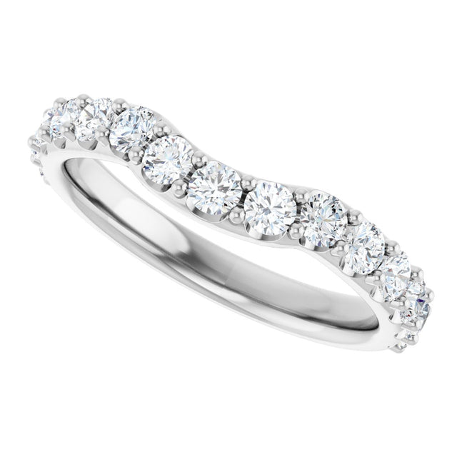 Platinum Round Lab-Grown Diamond Accented Contour Band – 1.1-2.5mm Stones - view 5