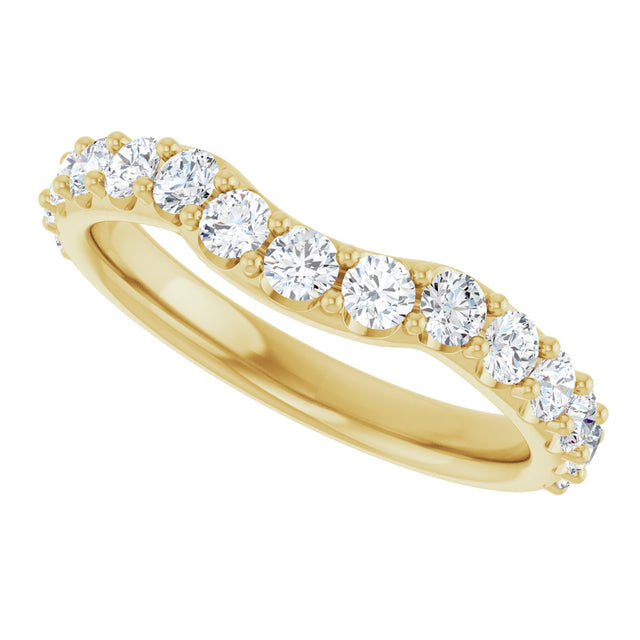 14K Gold Round Lab-Grown Diamond Accented Contour Band – 1.1-2.5mm Stones - Yellow Gold - view 5