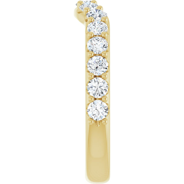 14K Gold Round Lab-Grown Diamond Accented Contour Band – 1.1-2.5mm Stones - Yellow Gold - view 4