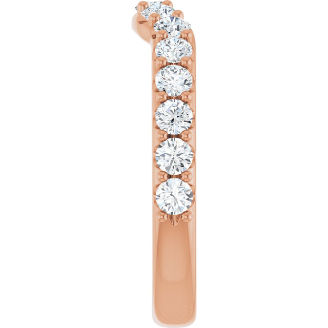 14K Gold Round Lab-Grown Diamond Accented Contour Band – 1.1-2.5mm Stones - Rose Gold - view 4