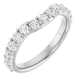 14K Gold Round Natural Diamond Accented Contour Band – 1.1-2.5mm Stones - White Gold