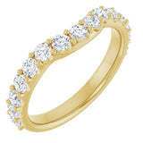 14K Gold Round Natural Diamond Accented Contour Band – 1.1-2.5mm Stones - Yellow Gold