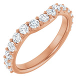 14K Gold Round Natural Diamond Accented Contour Band – 1.1-2.5mm Stones - Rose Gold