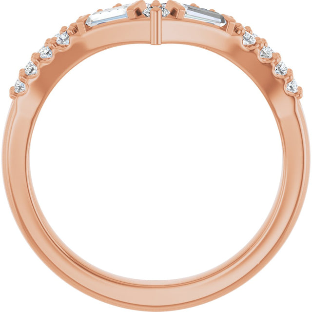 14K Gold Round Lab-Grown Diamond Contour Band - 3/8 CTW - Rose Gold - view 7