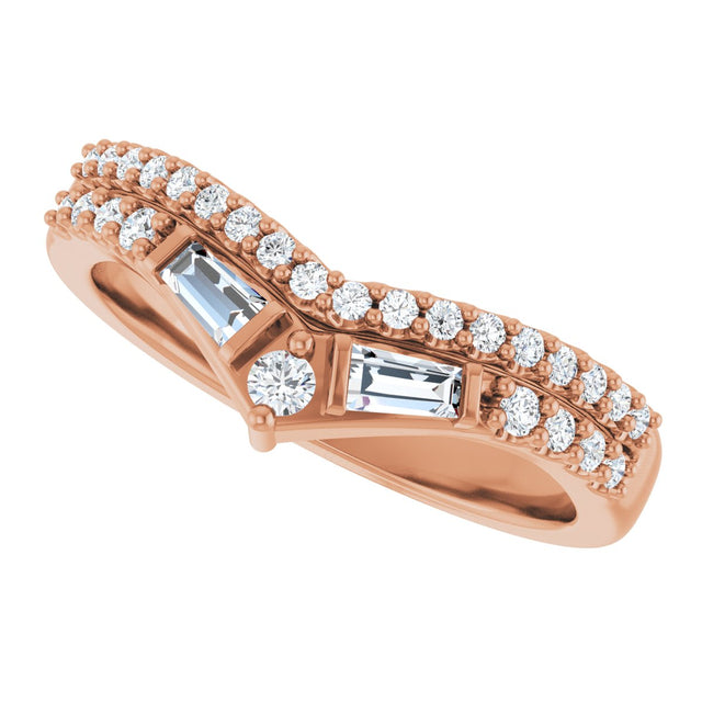 14K Gold Round Lab-Grown Diamond Contour Band - 3/8 CTW - Rose Gold - view 10