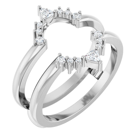 14K Gold Trillion Natural Diamond Ring Guard - White Gold