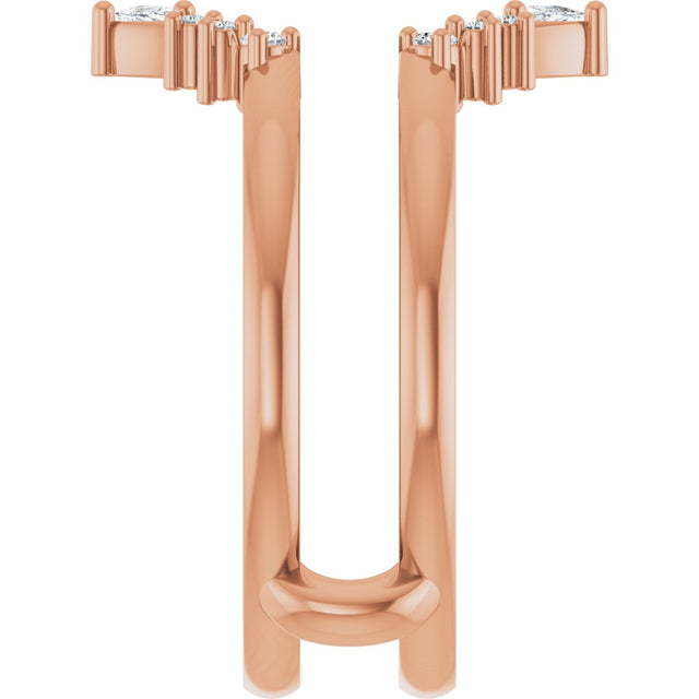 14K Gold Trillion Natural Diamond Ring Guard - Rose Gold - view 4