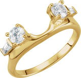 14K Gold Round Natural Diamond Wrap-Style Ring Enhancer – 4.1mm Stones - Yellow Gold