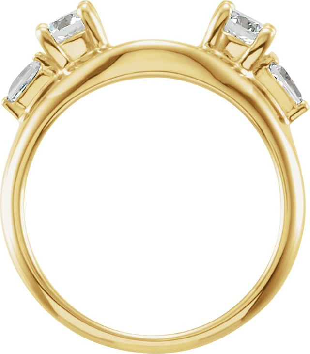 14K Gold Round Natural Diamond Wrap-Style Ring Enhancer – 4.1mm Stones - Yellow Gold - view 2