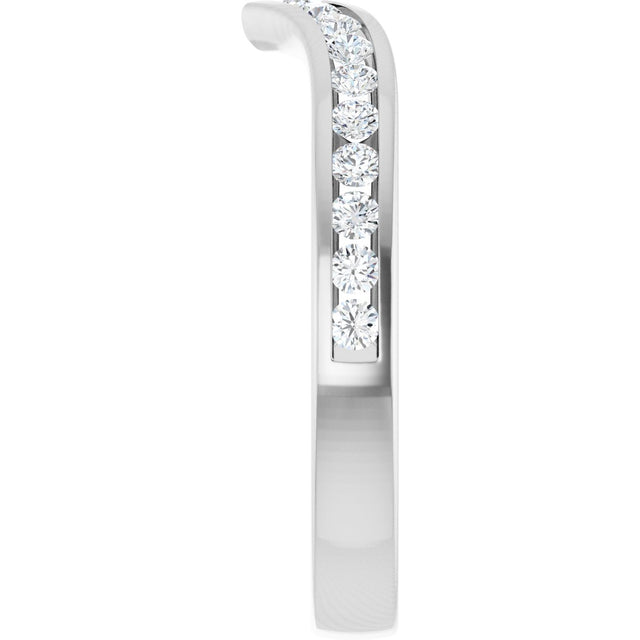 Platinum Round Natural Diamond Channel-Set V Contour Band - view 4