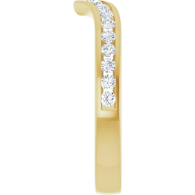 14K Gold Round Lab-Grown Diamond Channel-Set V Contour Band - Yellow Gold - view 4
