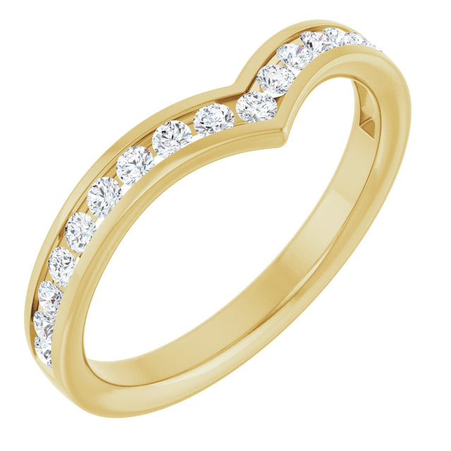 14K Gold Round Lab-Grown Diamond Channel-Set V Contour Band - Yellow Gold