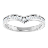 Platinum Round Natural Diamond Channel-Set V Contour Band - view 3