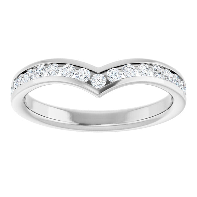 Platinum Round Natural Diamond Channel-Set V Contour Band - view 3