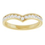 14K Gold Round Lab-Grown Diamond Channel-Set V Contour Band - Yellow Gold - view 3