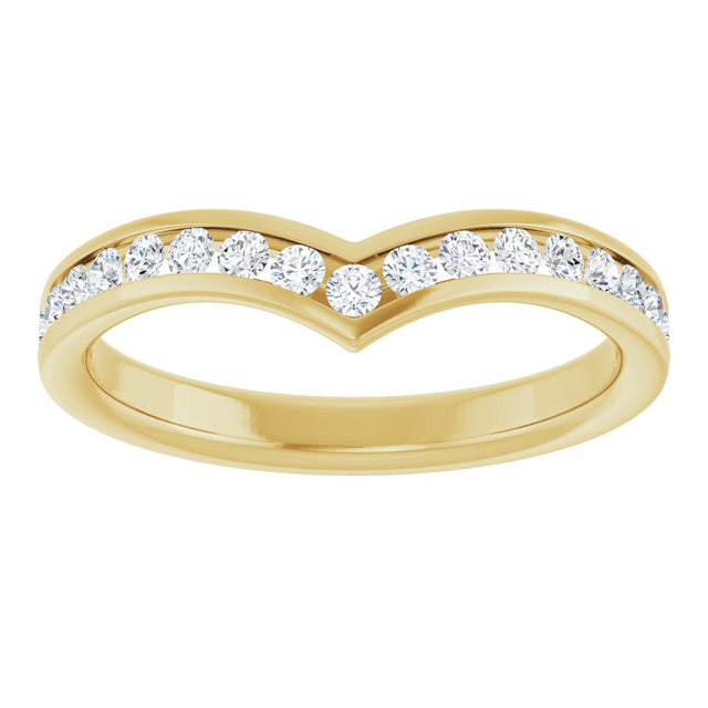 14K Gold Round Lab-Grown Diamond Channel-Set V Contour Band - Yellow Gold - view 3