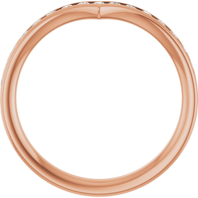 14K Gold Round Lab-Grown Diamond Channel-Set V Contour Band - Rose Gold - view 2