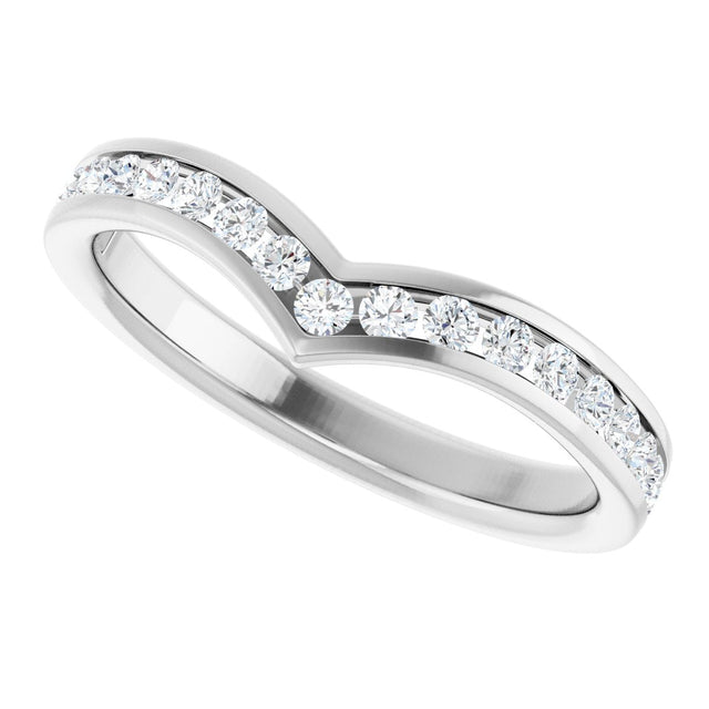 Platinum Round Lab-Grown Diamond Channel-Set V Contour Band - view 5