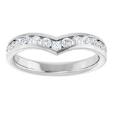 Platinum Round Lab-Grown Diamond Channel-Set V Contour Band - view 3