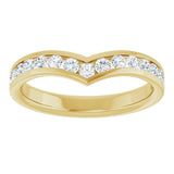 14K Gold Round Lab-Grown Diamond Channel-Set V Contour Band - Yellow Gold - view 3
