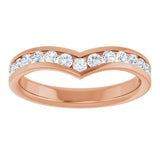 14K Gold Round Lab-Grown Diamond Channel-Set V Contour Band - Rose Gold - view 3