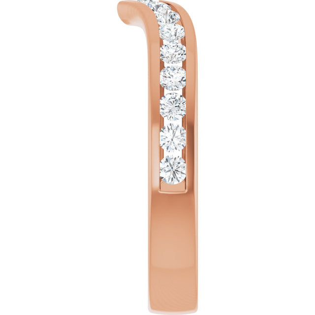14K Gold Round Lab-Grown Diamond Channel-Set V Contour Band - Rose Gold - view 4